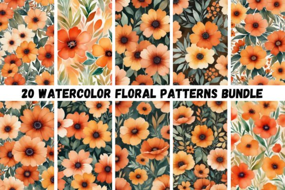 20 Watercolor Floral Patterns 2: A High-Resolution Collection for Creative Projects