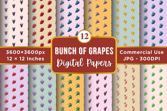 Bunch of Grapes Digital Paper Patterns