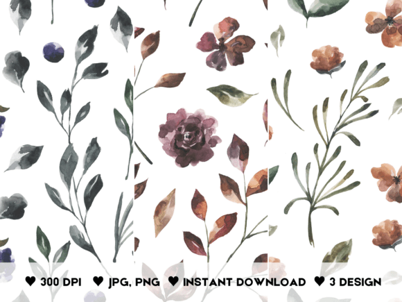 Dark Flowers Seamless Patterns Floral