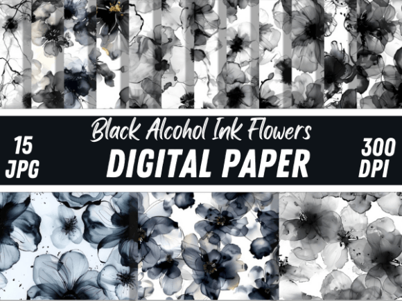 Exploring the Artistic Potential of Black Alcohol Ink Flowers Paper Patterns