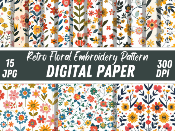 Retro Floral Embroidery Paper Patterns