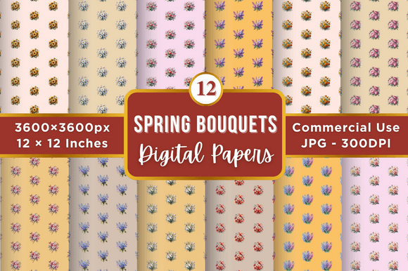 Spring Bouquets Digital Paper Patterns for Creators
